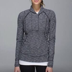 Lululemon Think Fast Women’s Mockneck Quarter Zip Pullover Coco Pique Black Sz 6
